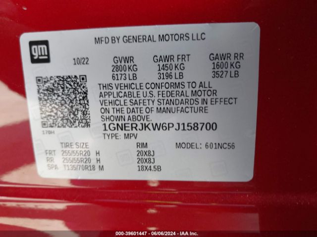 Photo 8 VIN: 1GNERJKW6PJ158700 - CHEVROLET TRAVERSE 