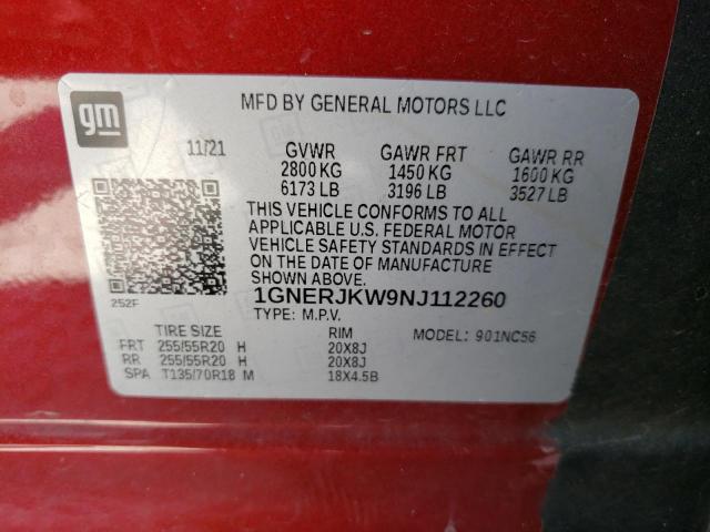 Photo 12 VIN: 1GNERJKW9NJ112260 - CHEVROLET TRAVERSE 