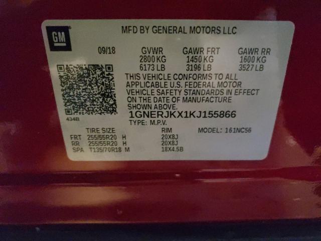 Photo 9 VIN: 1GNERJKX1KJ155866 - CHEVROLET TRAVERSE R 