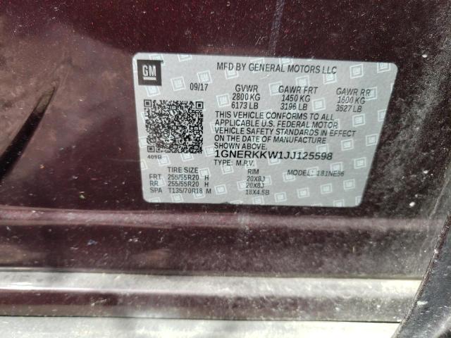 Photo 12 VIN: 1GNERKKW1JJ125598 - CHEVROLET TRAVERSE 