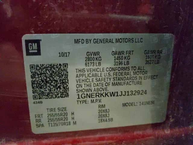 Photo 9 VIN: 1GNERKKW1JJ132924 - CHEVROLET TRAVERSE P 