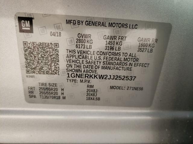 Photo 9 VIN: 1GNERKKW2JJ252537 - CHEVROLET TRAVERSE P 