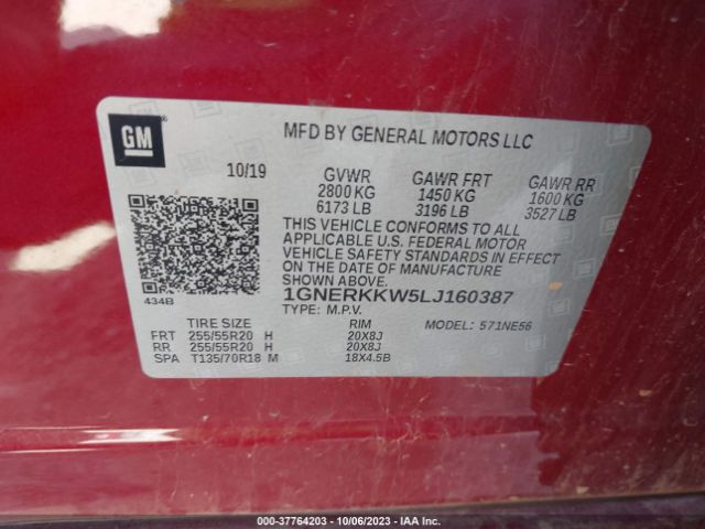 Photo 8 VIN: 1GNERKKW5LJ160387 - CHEVROLET TRAVERSE 