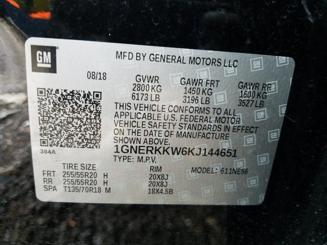 Photo 9 VIN: 1GNERKKW6KJ144651 - CHEVROLET TRAVERSE P 