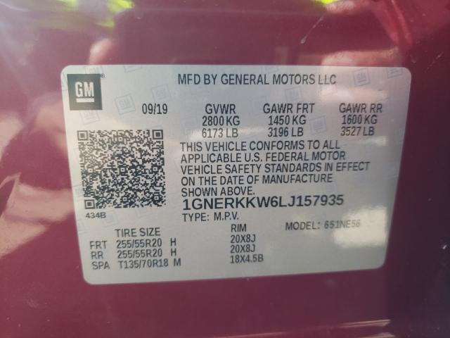 Photo 9 VIN: 1GNERKKW6LJ157935 - CHEVROLET TRAVERSE P 