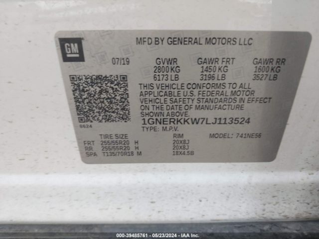 Photo 8 VIN: 1GNERKKW7LJ113524 - CHEVROLET TRAVERSE 