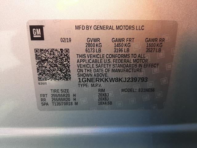 Photo 9 VIN: 1GNERKKW8KJ239793 - CHEVROLET TRAVERSE P 