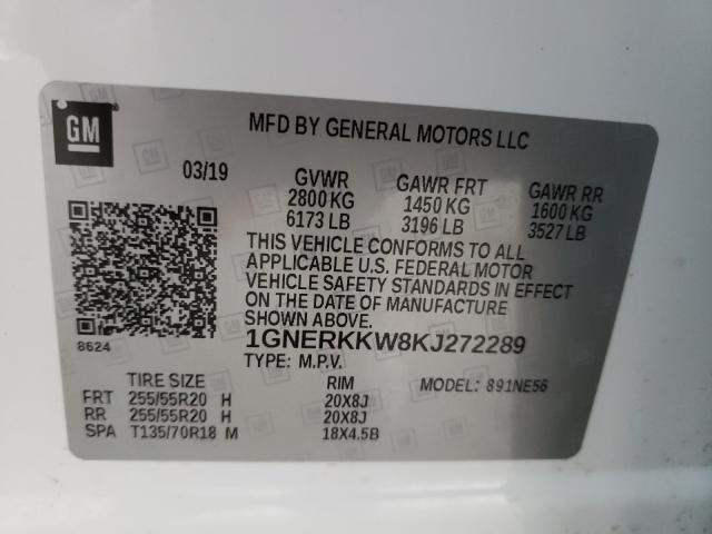 Photo 9 VIN: 1GNERKKW8KJ272289 - CHEVROLET TRAVERSE P 