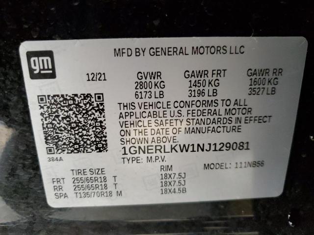 Photo 11 VIN: 1GNERLKW1NJ129081 - CHEVROLET TRAVERSE 