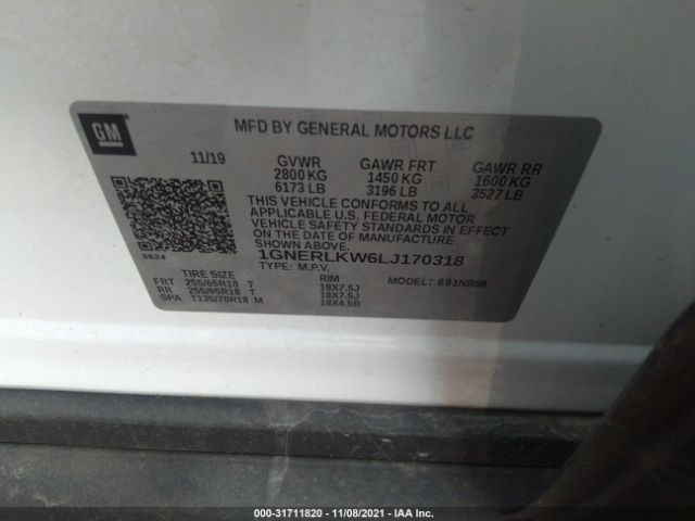 Photo 8 VIN: 1GNERLKW6LJ170318 - CHEVROLET TRAVERSE 