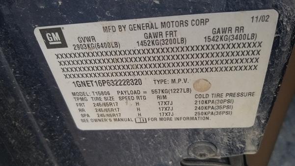 Photo 1 VIN: 1GNET16P632228320 - CHEVROLET TRAILBLAZER 