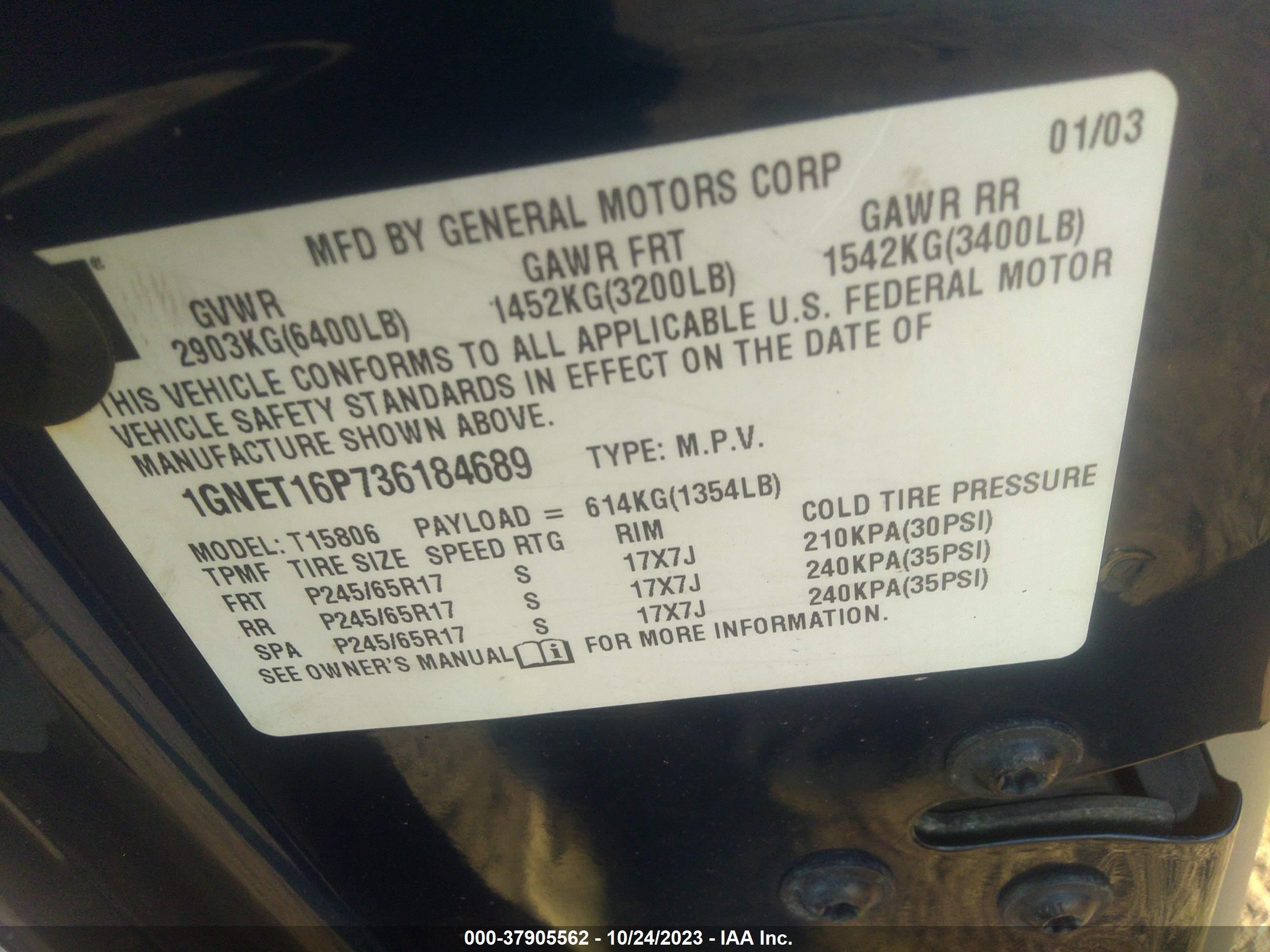 Photo 8 VIN: 1GNET16P736184689 - CHEVROLET TRAILBLAZER 