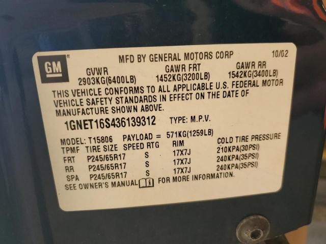 Photo 13 VIN: 1GNET16S436139312 - CHEVROLET TRAILBLZR 