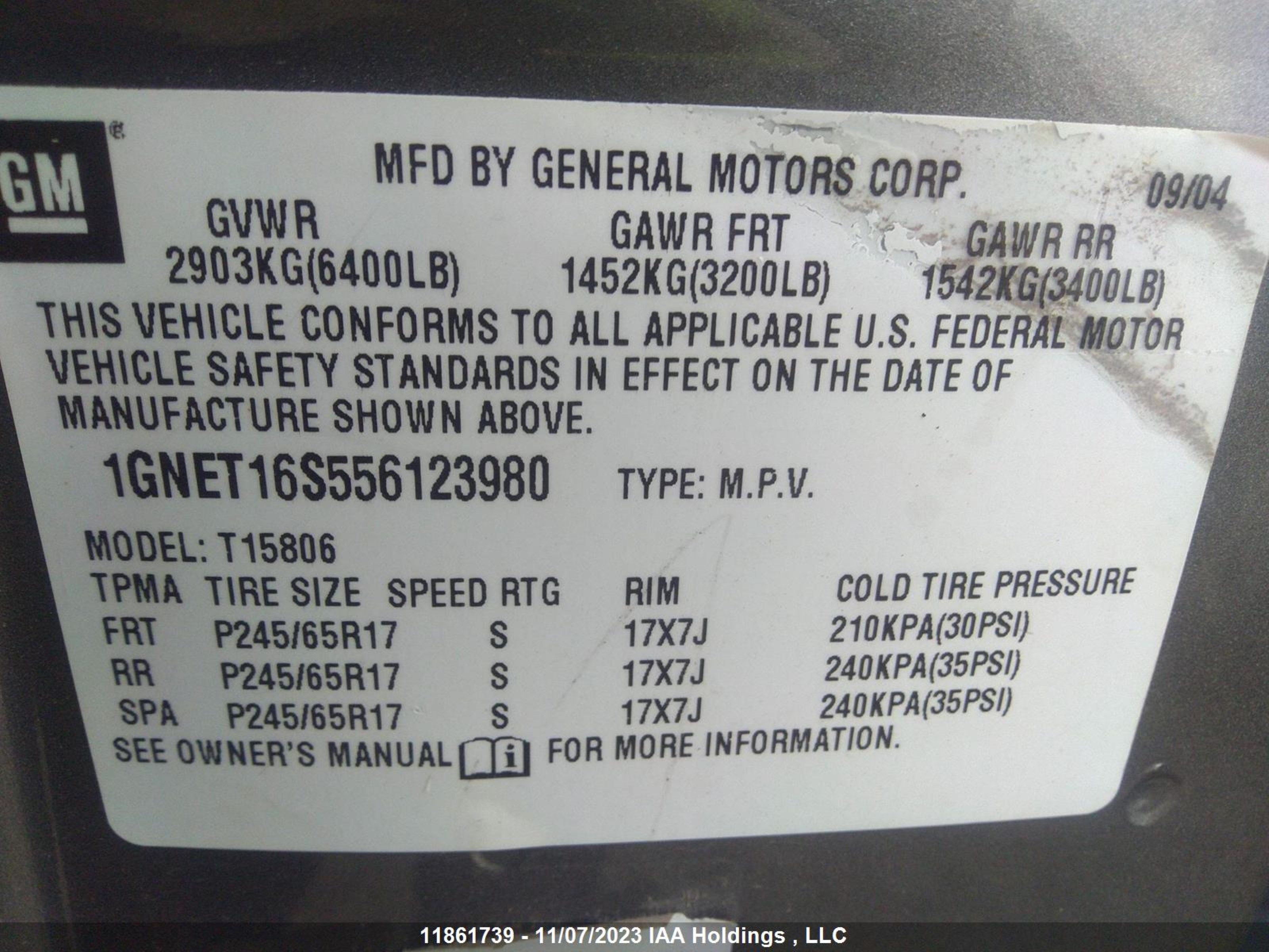 Photo 8 VIN: 1GNET16S556123980 - CHEVROLET TRAILBLAZER 