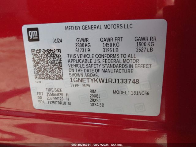 Photo 8 VIN: 1GNETYKW1RJ133748 - CHEVROLET TRAVERSE LIMITED 