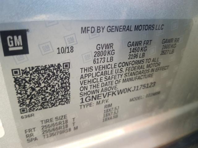 Photo 9 VIN: 1GNEVFKW0KJ175123 - CHEVROLET TRAVERSE L 