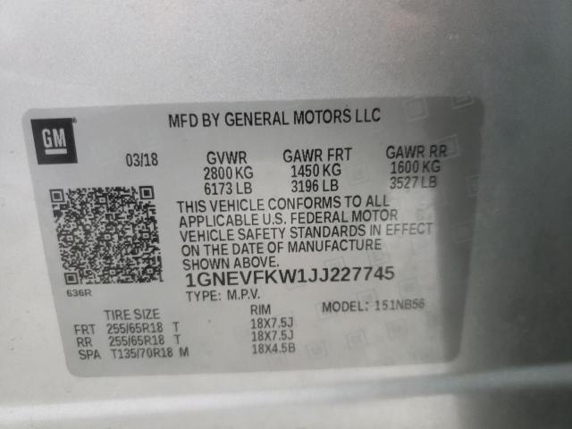 Photo 12 VIN: 1GNEVFKW1JJ227745 - CHEVROLET TRAVERSE L 