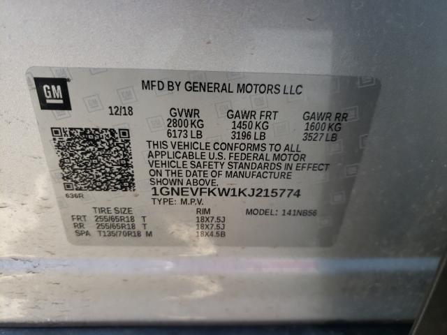 Photo 9 VIN: 1GNEVFKW1KJ215774 - CHEVROLET TRAVERSE L 