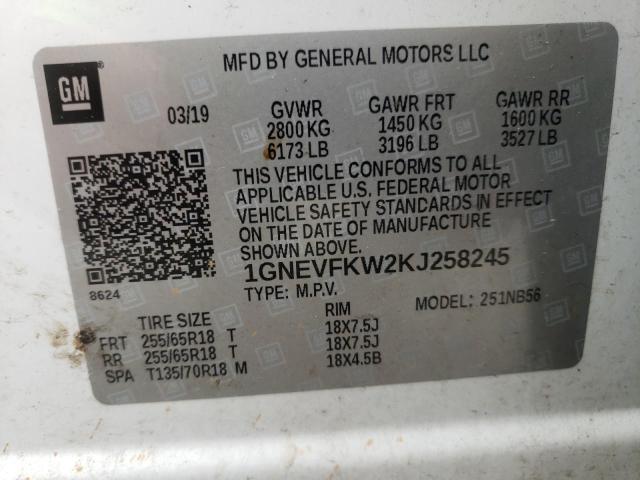 Photo 9 VIN: 1GNEVFKW2KJ258245 - CHEVROLET TRAVERSE L 