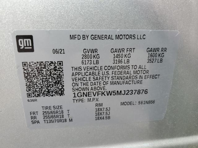 Photo 13 VIN: 1GNEVFKW5MJ237876 - CHEVROLET TRAVERSE 