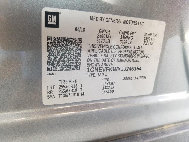 Photo 9 VIN: 1GNEVFKWXJJ246164 - CHEVROLET TRAVERSE L 