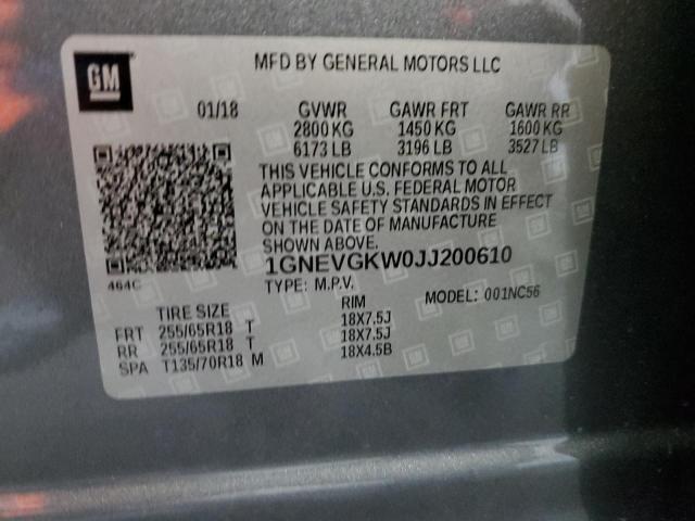 Photo 13 VIN: 1GNEVGKW0JJ200610 - CHEVROLET TRAVERSE L 