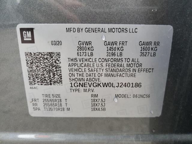 Photo 13 VIN: 1GNEVGKW0LJ240186 - CHEVROLET TRAVERSE 