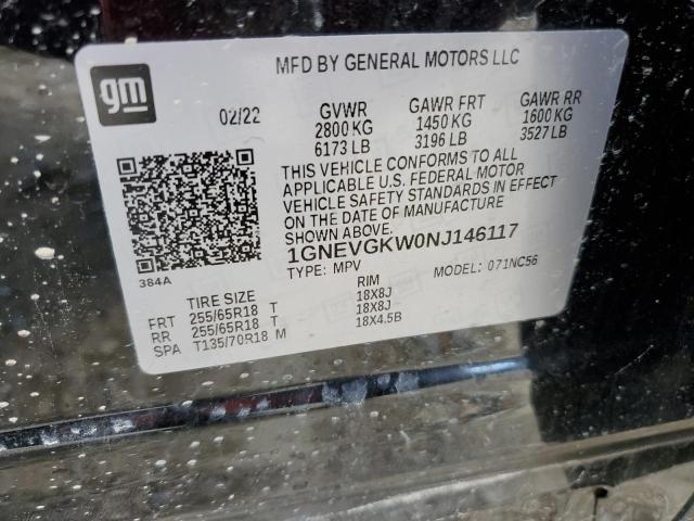 Photo 12 VIN: 1GNEVGKW0NJ146117 - CHEVROLET TRAVERSE L 