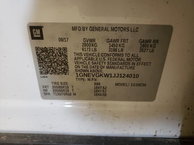 Photo 9 VIN: 1GNEVGKW1JJ124010 - CHEVROLET TRAVERSE L 