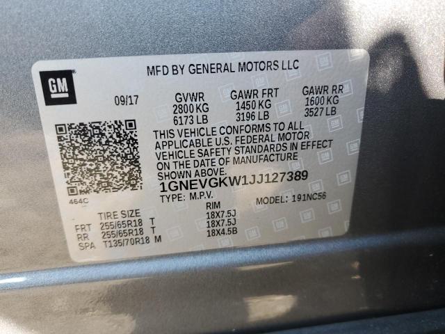 Photo 12 VIN: 1GNEVGKW1JJ127389 - CHEVROLET TRAVERSE L 