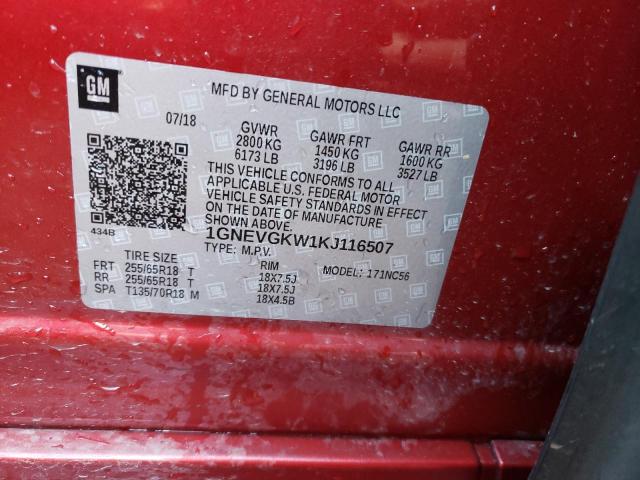 Photo 9 VIN: 1GNEVGKW1KJ116507 - CHEVROLET TRAVERSE L 