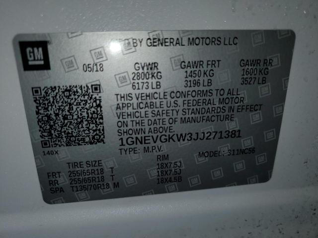 Photo 12 VIN: 1GNEVGKW3JJ271381 - CHEVROLET TRAVERSE 