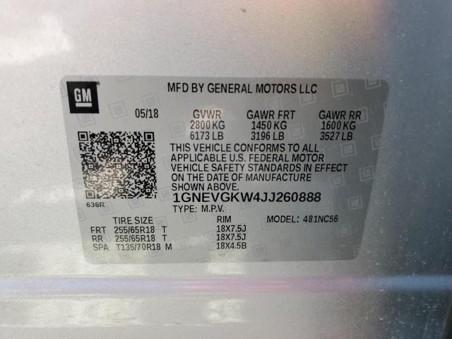 Photo 12 VIN: 1GNEVGKW4JJ260888 - CHEVROLET TRAVERSE L 