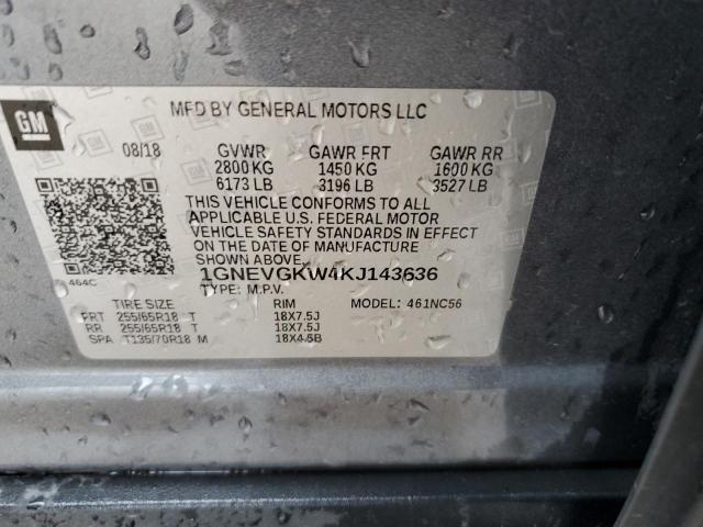 Photo 12 VIN: 1GNEVGKW4KJ143636 - CHEVROLET TRAVERSE L 