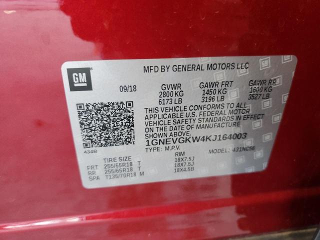 Photo 12 VIN: 1GNEVGKW4KJ164003 - CHEVROLET TRAVERSE L 