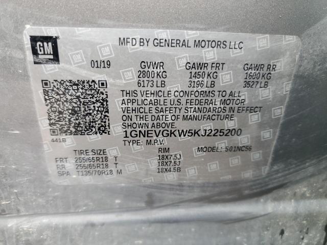 Photo 11 VIN: 1GNEVGKW5KJ225200 - CHEVROLET TRAVERSE L 