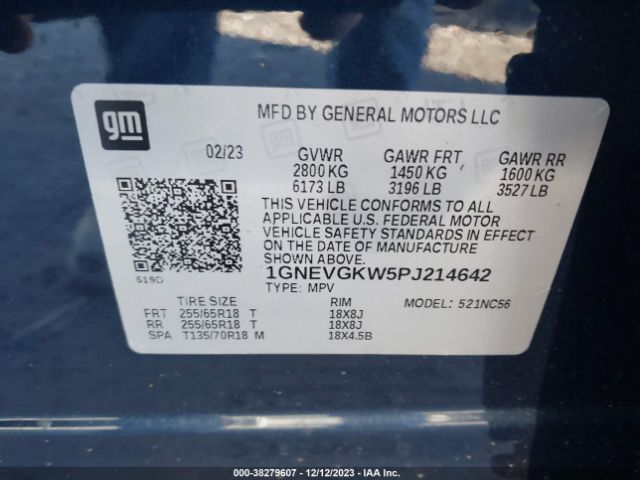 Photo 8 VIN: 1GNEVGKW5PJ214642 - CHEVROLET TRAVERSE 