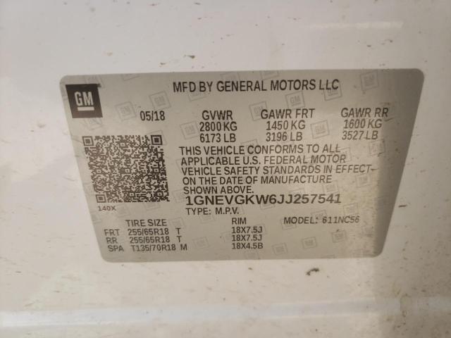 Photo 9 VIN: 1GNEVGKW6JJ257541 - CHEVROLET TRAVERSE L 