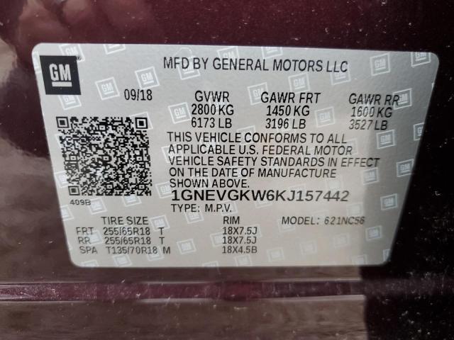 Photo 12 VIN: 1GNEVGKW6KJ157442 - CHEVROLET TRAVERSE L 