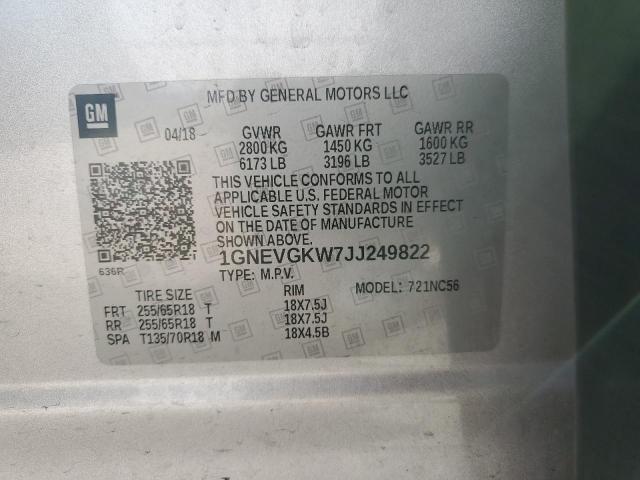 Photo 11 VIN: 1GNEVGKW7JJ249822 - CHEVROLET TRAVERSE 