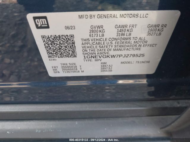 Photo 8 VIN: 1GNEVGKW7PJ279525 - CHEVROLET TRAVERSE 