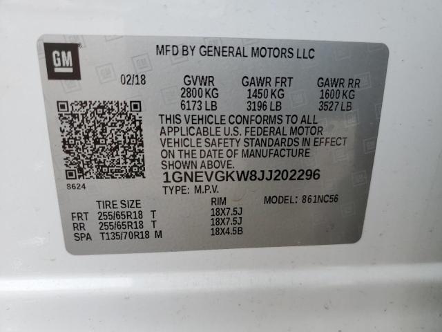 Photo 12 VIN: 1GNEVGKW8JJ202296 - CHEVROLET TRAVERSE 