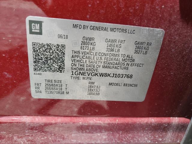 Photo 11 VIN: 1GNEVGKW8KJ103768 - CHEVROLET TRAVERSE 