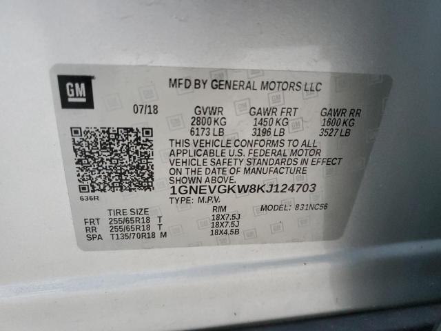 Photo 12 VIN: 1GNEVGKW8KJ124703 - CHEVROLET TRAVERSE L 