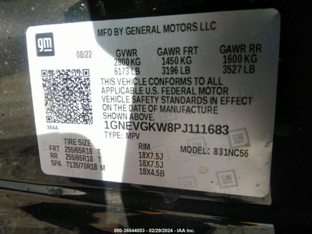 Photo 8 VIN: 1GNEVGKW8PJ111683 - CHEVROLET TRAVERSE 