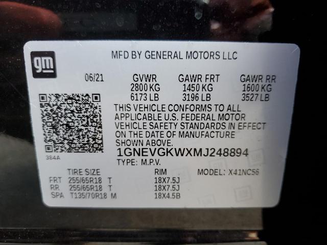 Photo 12 VIN: 1GNEVGKWXMJ248894 - CHEVROLET TRAVERSE L 