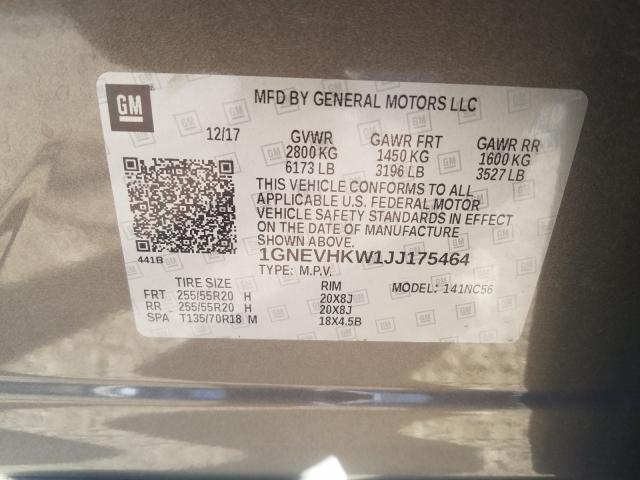 Photo 9 VIN: 1GNEVHKW1JJ175464 - CHEVROLET TRAVERSE L 