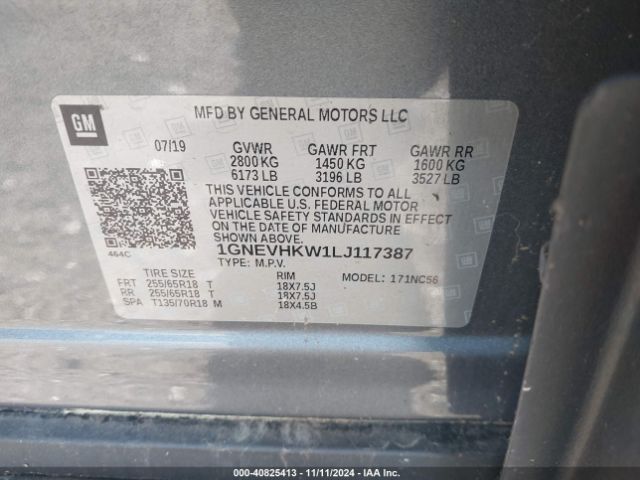 Photo 8 VIN: 1GNEVHKW1LJ117387 - CHEVROLET TRAVERSE 