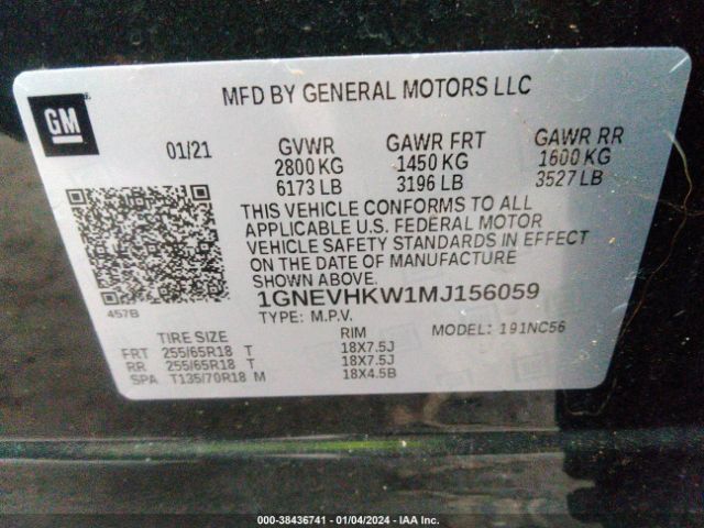 Photo 8 VIN: 1GNEVHKW1MJ156059 - CHEVROLET TRAVERSE 