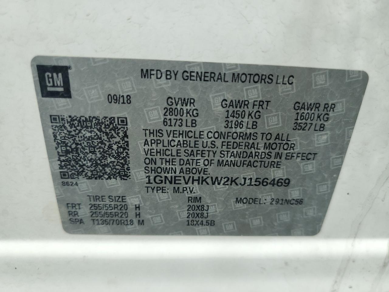 Photo 12 VIN: 1GNEVHKW2KJ156469 - CHEVROLET TRAVERSE 